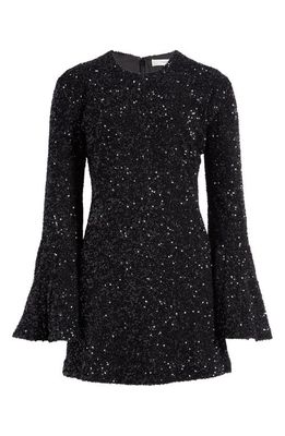 FRAME Sequin Long Sleeve Minidress in Black