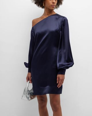 Frame Silk One-Shoulder Mini Dress