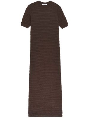 FRAME smocked knitted midi dress - Brown