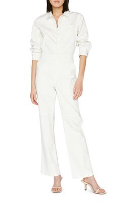 FRAME Straight Leg Stretch Cotton Utility Jumpsuit in Blanc