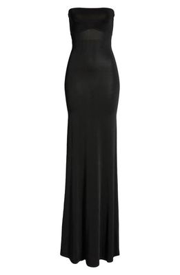 FRAME Strapless Semisheer Body-Con Dress in Black