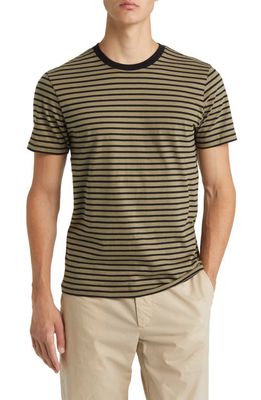 FRAME Stripe Crewneck T-Shirt in Khaki Green/Noir