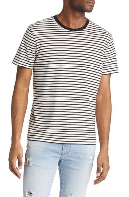 FRAME Stripe Crewneck T-Shirt in Off White/Noir Multi