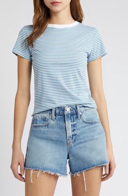 FRAME Stripe Fitted T-Shirt in Sky Blue Multi