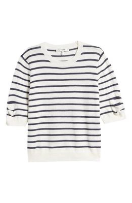 FRAME Stripe Ruched Sleeve Sweater in Midnight Slate Multi