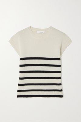 FRAME - Striped Cashmere Top - Off-white