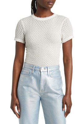 FRAME Textured Mesh T-Shirt in Off White