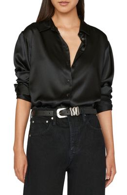 FRAME The Standard Women's Stretch Silk Button-Up Shirt in Noir