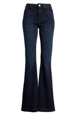 FRAME Trapunto St. Le High Flare Jeans in Onyx Indigo Clean