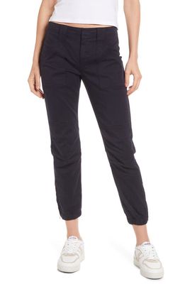 FRAME Trapunto Stitch Cuff Moto Pants in Washed Navy