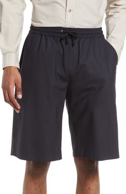 FRAME Unstructured Stretch Wool Shorts in Dark Navy