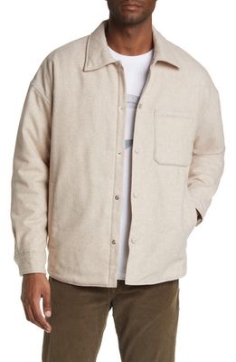 FRAME Warm Textured Wool Blend Snap-Up Shirt Jacket in Deep Fog