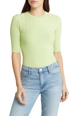 FRAME Women's Mix Rib Sweater in Bright Lime