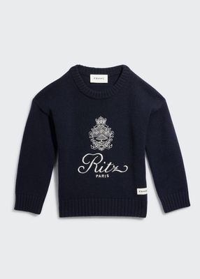 FRAME x Ritz Paris Kid's Cashmere Sweater, Size 6-12