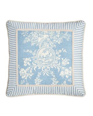 Framed Country Manor Toile-Print Pillow, 18"Sq.