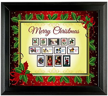 Framed Vintage-Style Christmas Stamps