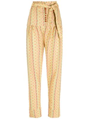 Framed wave-print cotton trousers - Yellow