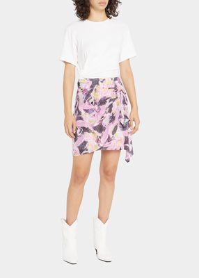 Frana Printed Ruched Mini Skirt