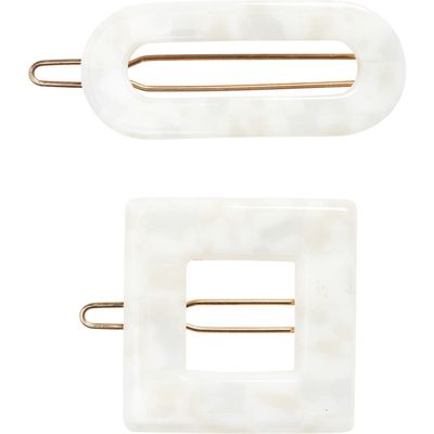 france luxe Assorted 2-Pack Cutout Barrettes in Coconut Milk 