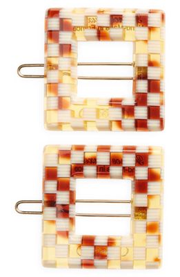 france luxe Assorted 2-Pack Cutout Barrettes in Damier