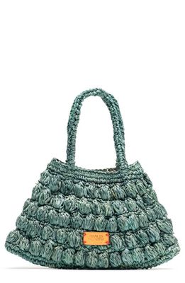 Frances Valentine Crochet Raffia Top Handle Bag in Green