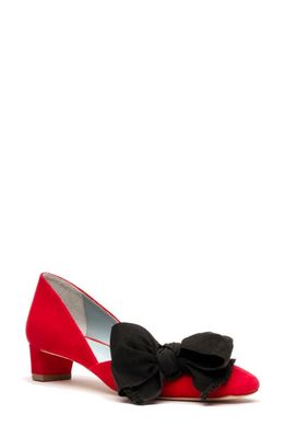 Frances Valentine McCall Grace Bow Velvet Pump in Red 