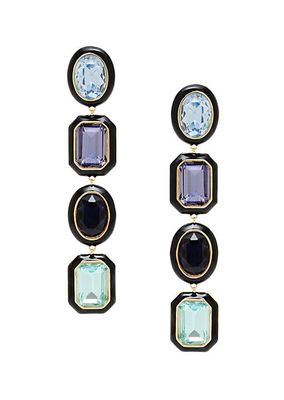 Francesca Lux 14K-Gold-Plated, Glass Crystal & Enamel Drop Earrings