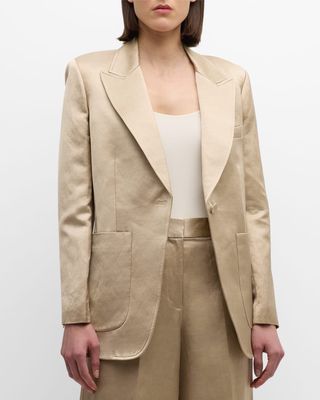 Francesca Single-Button Satin Jacket