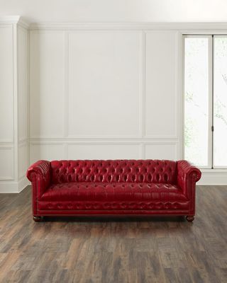 Francheska Leather Tufted Sofa, 93"