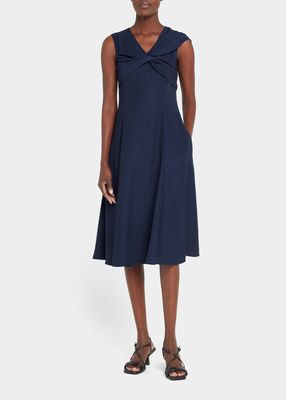 Francis Twisted-Front Fit-and-Flare Midi Dress