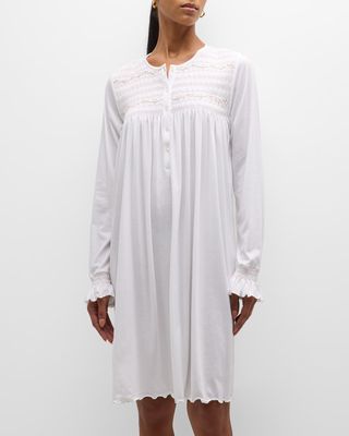 Francisca Embroidered Smocked Cotton Nightgown