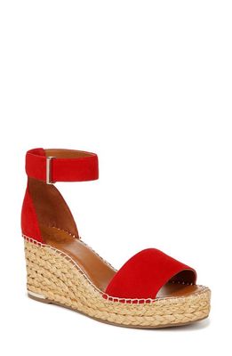 Franco Sarto Clemens Espadrille Wedge Sandal in Red Suede