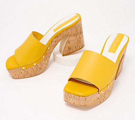 Franco Sarto Leather Cork Bottom Platform Sandals -Damara