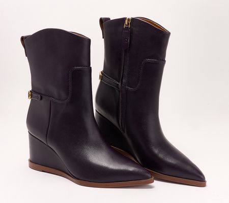 Franco Sarto Leather Wedge Boots - Etta