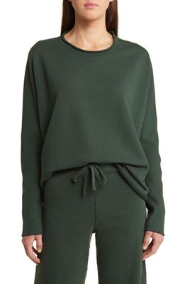 Frank & Eileen Anna Raw Edge Long Sleeve Terry Capelet in Evergreen