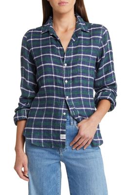 Frank & Eileen Barry Check Tailored Fit Cotton Button-Up Shirt in Green Nav