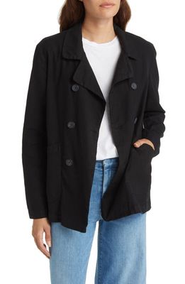 Frank & Eileen Double Breasted Cotton Blend Peacoat in Black