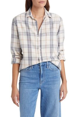 Frank & Eileen Eileen Plaid Relaxed Fit Cotton Button-Up Shirt in Cream /Camel /Gray Plaid