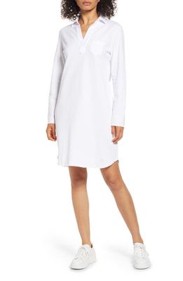 Frank & Eileen Long Sleeve Cotton Polo Dress in White