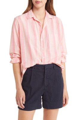 Frank & Eileen Stripe Cotton Button-Up Shirt in Peach Pink Multi Stripe