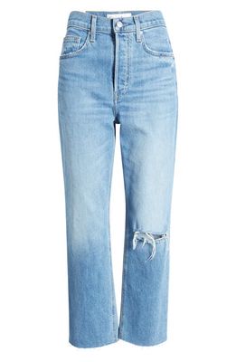 Frank & Eileen The Monaghan Ripped Raw Hem Crop Straight Leg Mom Jeans in Vintage Wash With Cutting
