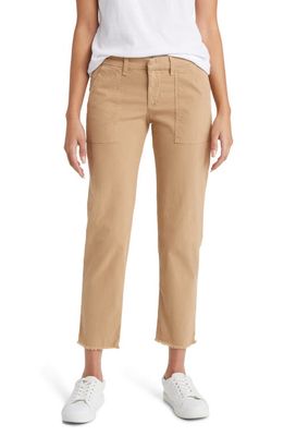 Frank & Eileen The Wicklow Frayed Low Rise Utility Pants in Khaki
