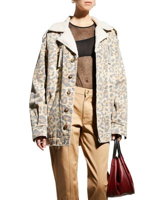 Frankie Leopard Shearling-Lined Jacket