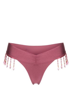 Frankies Bikinis bead-embellished bikini bottoms - Pink