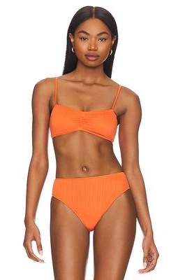 Frankies Bikinis Cleo Plisse Bikini Top in Burnt Orange
