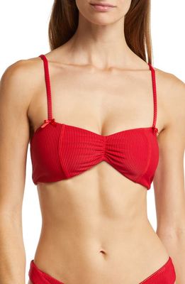 Frankies Bikinis Cleo Ribbed Bikini Top in Crimson