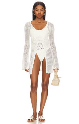 Frankies Bikinis Collette Crochet Tunic in White