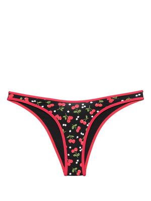 Frankies Bikinis Dove cherry-print bikini bottom - Black