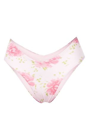 Frankies Bikinis floral-print bikini bottoms - Pink