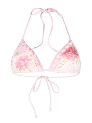 Frankies Bikinis floral-print triangle-cup bikini top - Pink